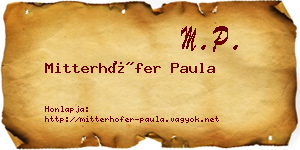 Mitterhöfer Paula névjegykártya